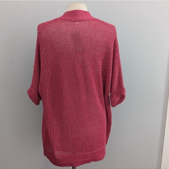 NEW Chico's Cielo Cardigan Pink Flambe Open Knit Size 2 = 12 Large - Picture 5 of 9